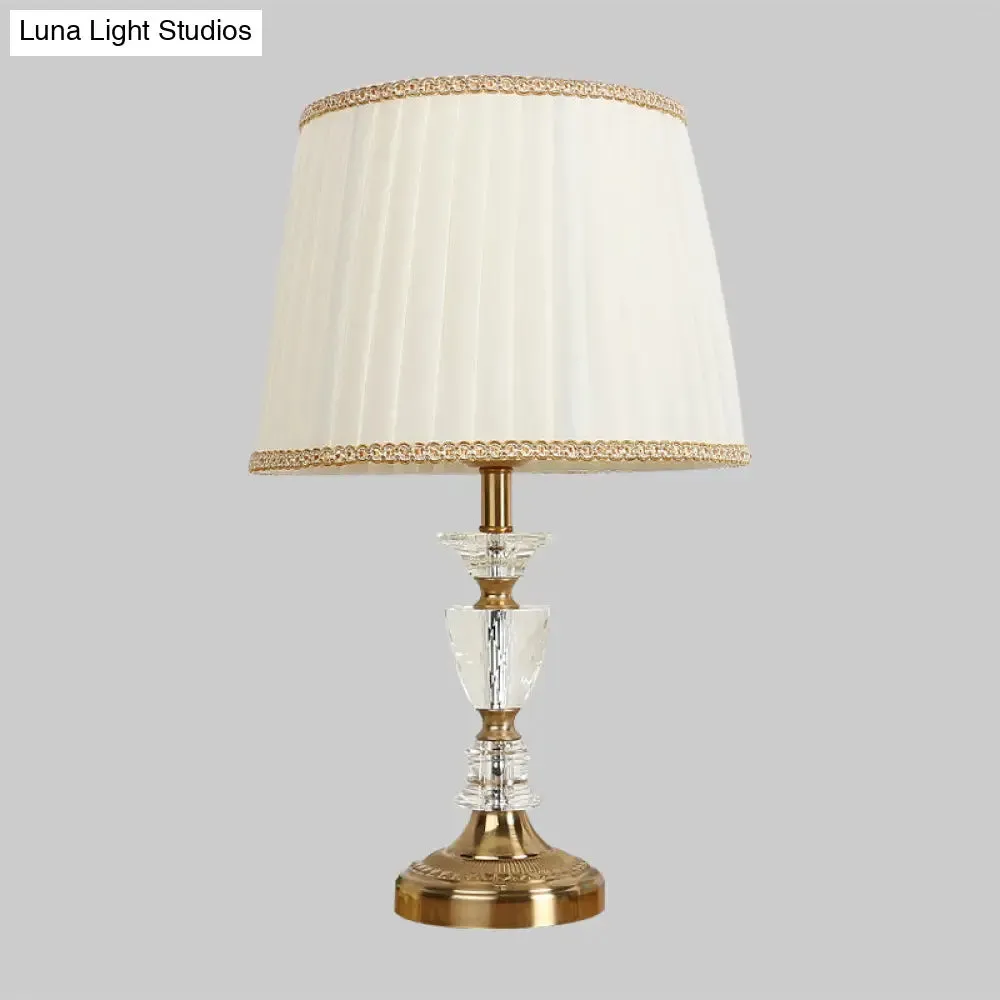 Gold Nightlight for Bedroom - Elegant Urn-Shaped Crystal Base, Simple Bulb Table Lamp
