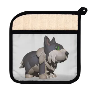 Grey Dog Pot Holder with Pocket