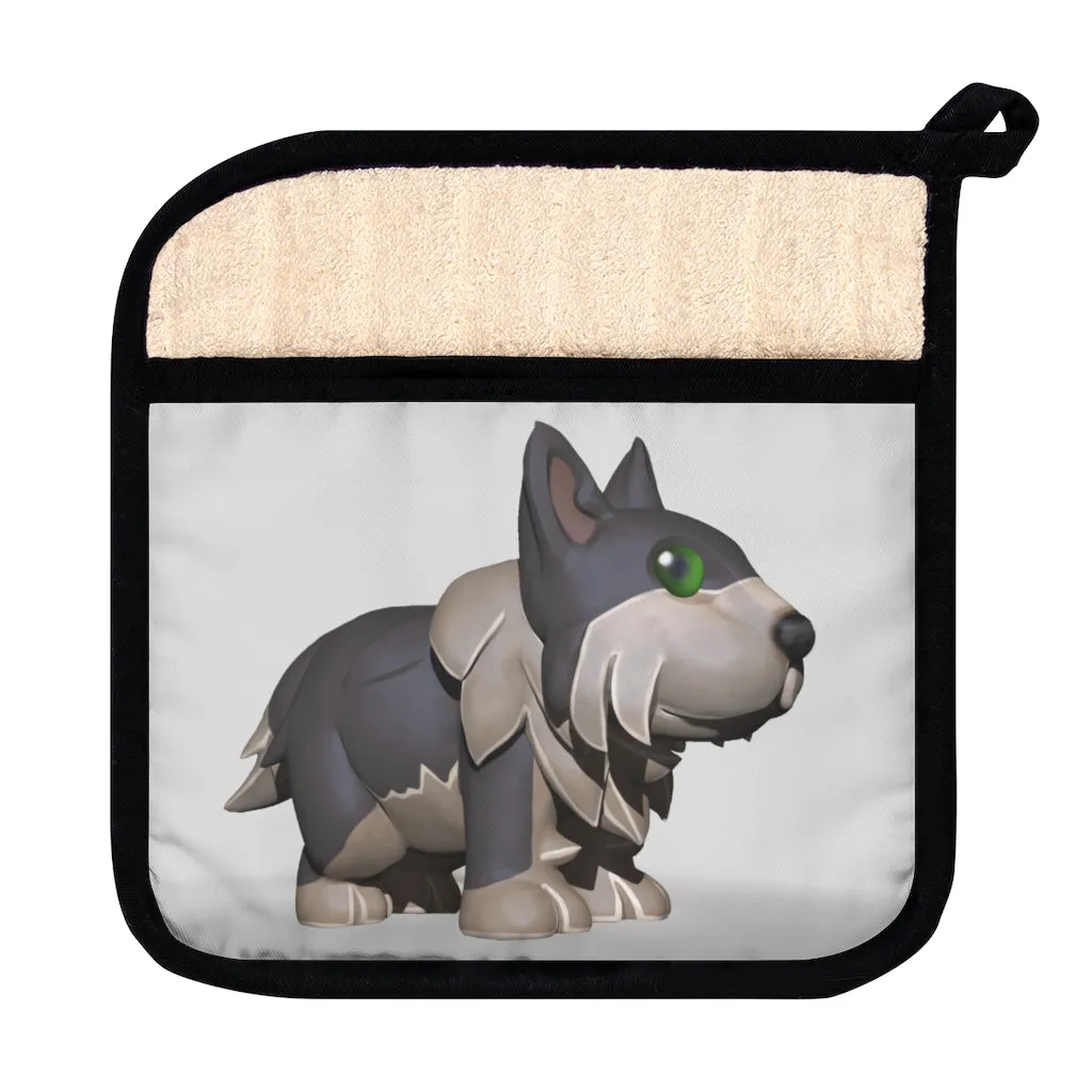 Grey Dog Pot Holder with Pocket