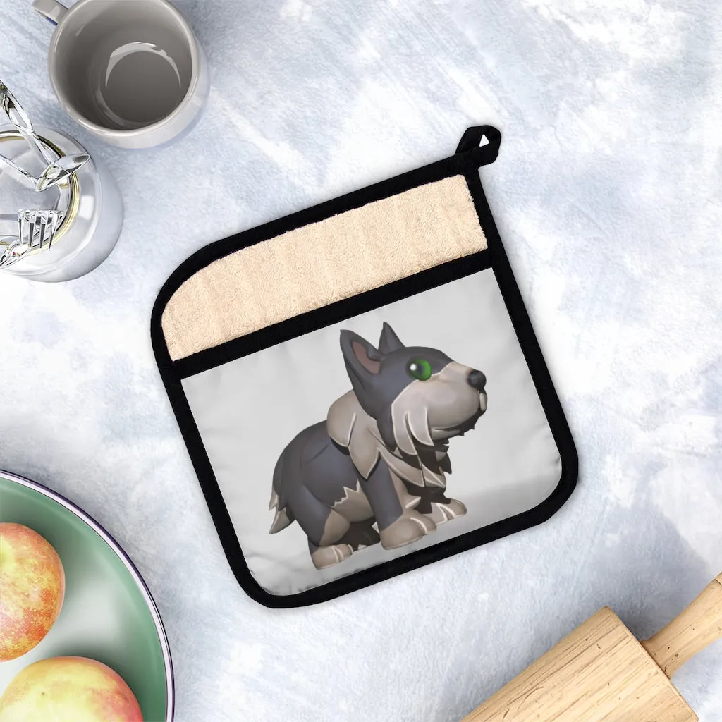 Grey Dog Pot Holder with Pocket