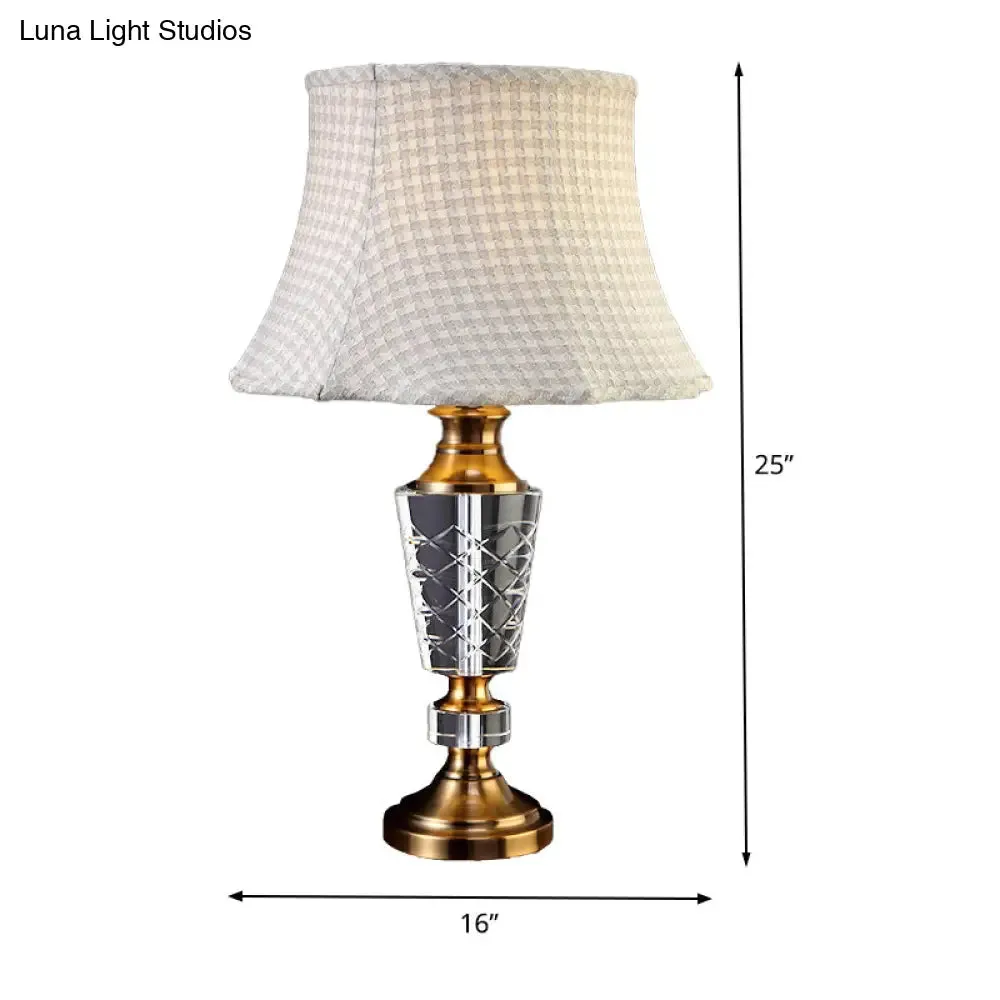 Grey Hand-Cut Crystal 1-Head Nightstand Lamp with Contemporary Tapered Design
