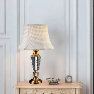 Grey Hand-Cut Crystal 1-Head Nightstand Lamp with Contemporary Tapered Design