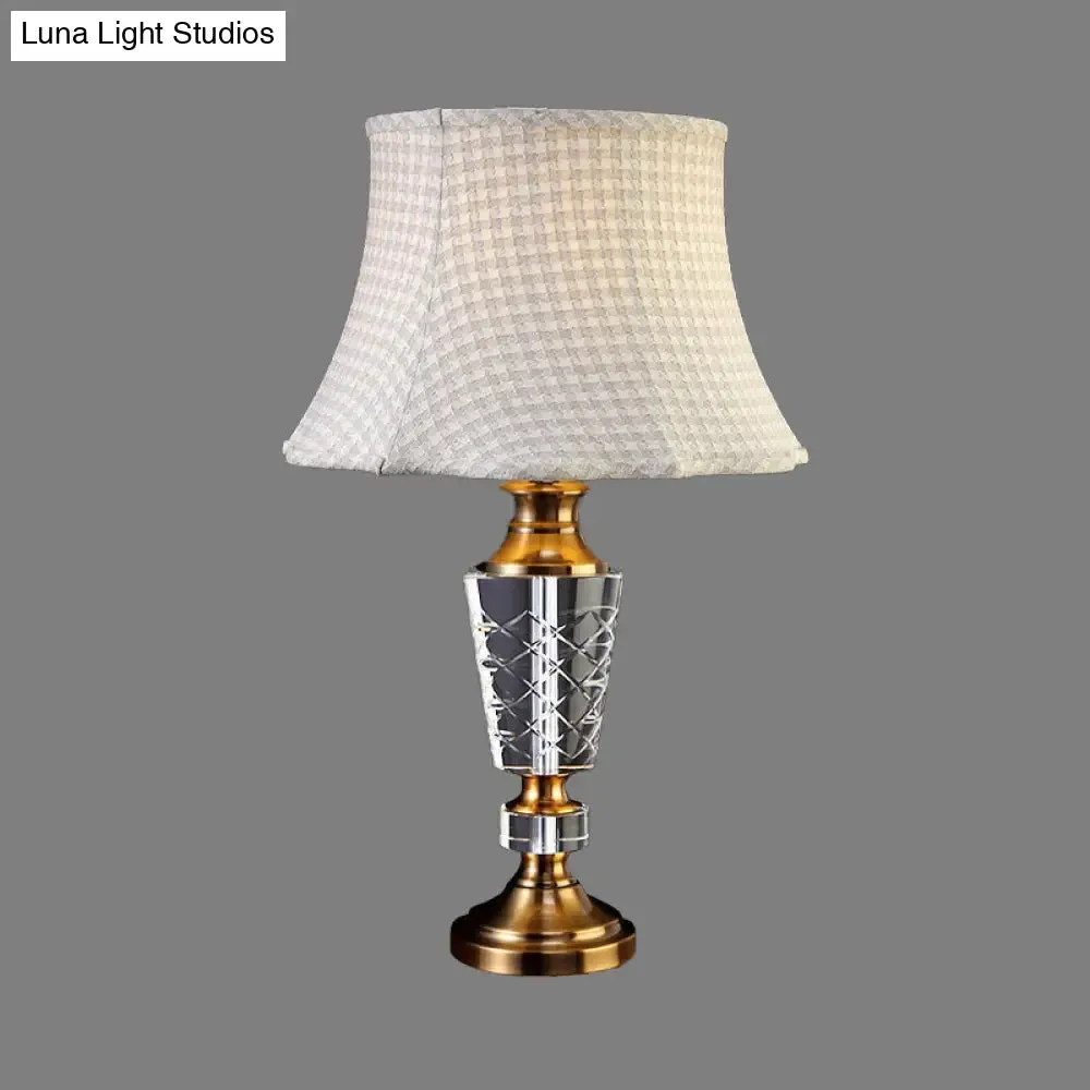 Grey Hand-Cut Crystal 1-Head Nightstand Lamp with Contemporary Tapered Design