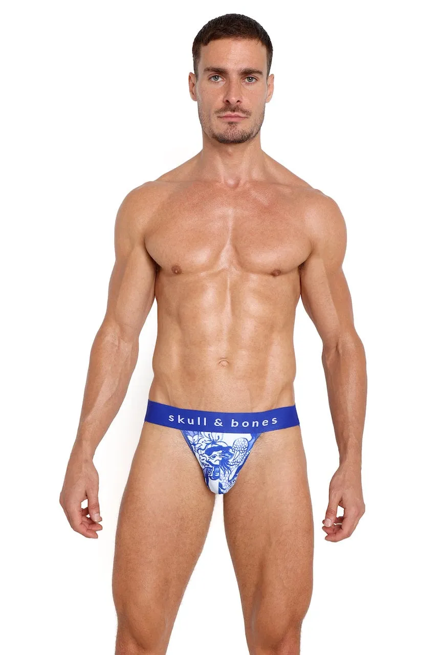 Hand Painted Indigo Dragon Thong