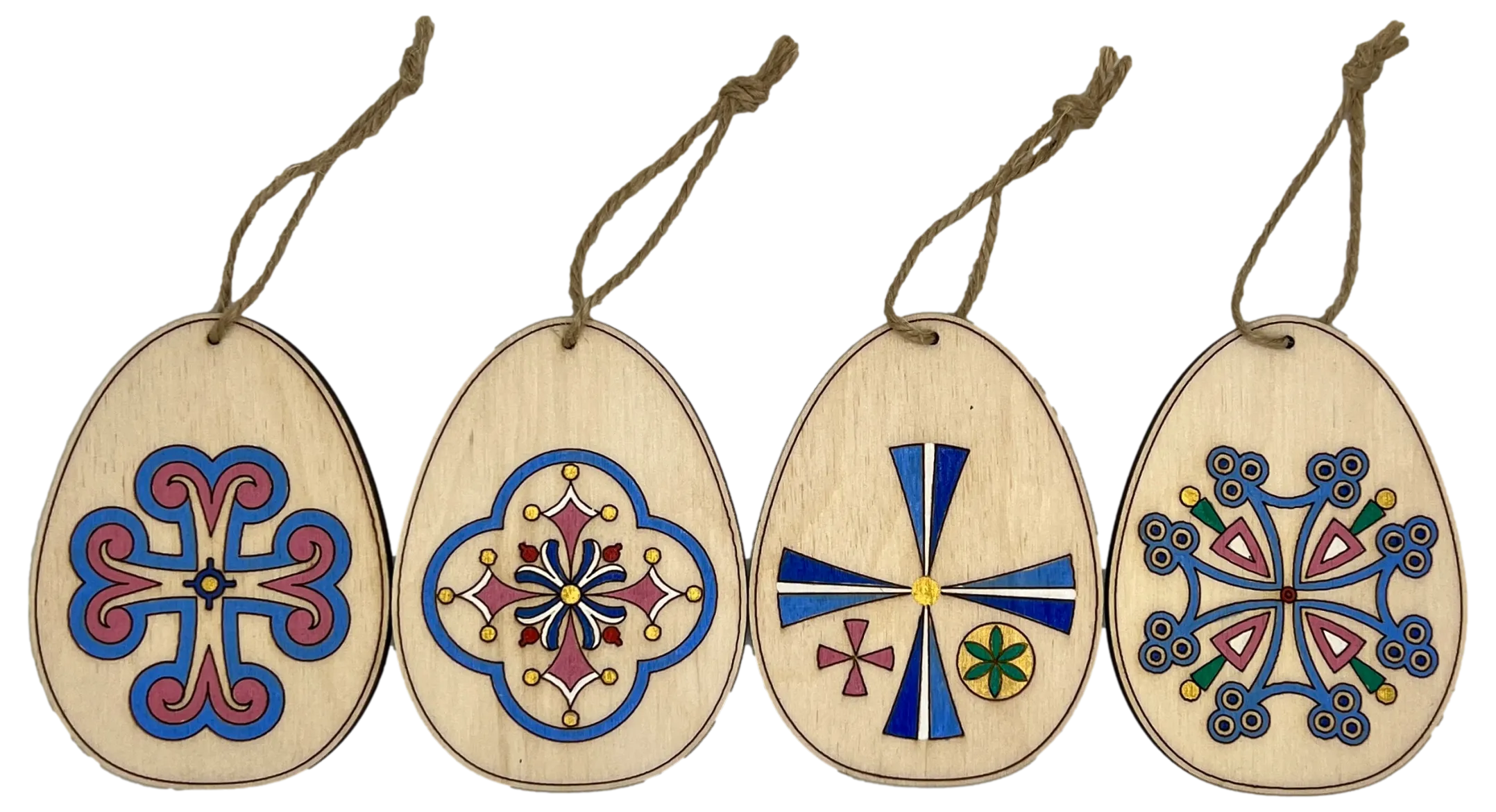 Hand-Painted Wooden Ornaments "Easter Egg Series"