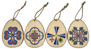 Hand-Painted Wooden Ornaments "Easter Egg Series"