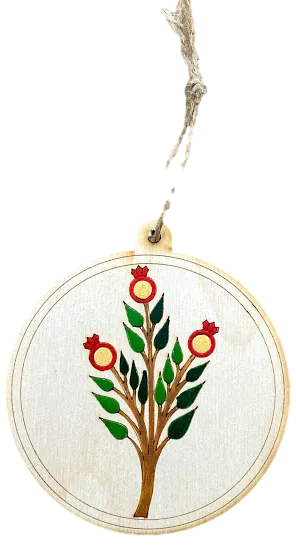 Hand-Painted Wooden Ornaments "Pomegranate Series"