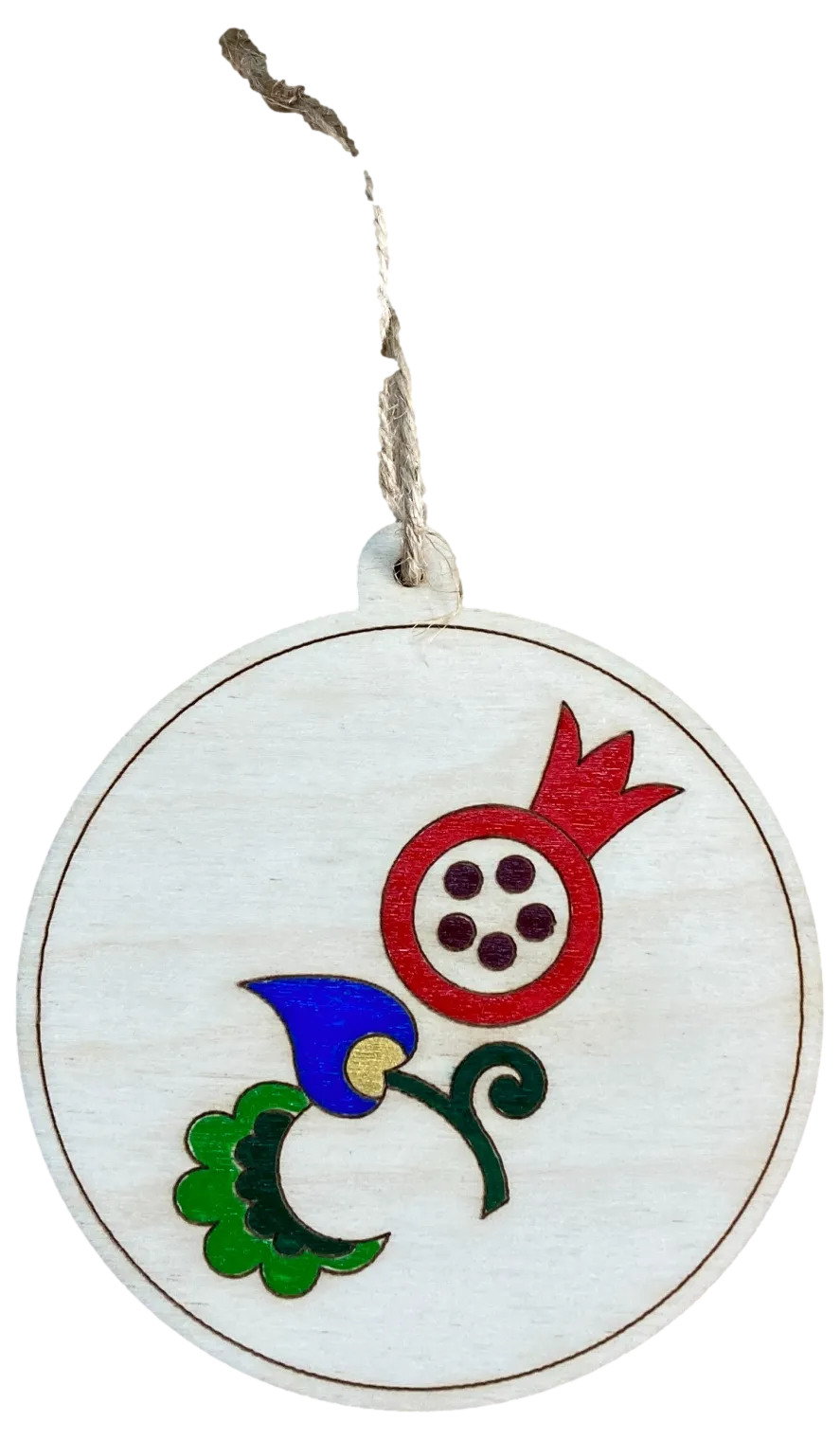 Hand-Painted Wooden Ornaments "Pomegranate Series"