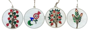 Hand-Painted Wooden Ornaments "Pomegranate Series"