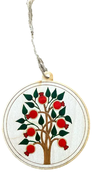 Hand-Painted Wooden Ornaments "Pomegranate Series"