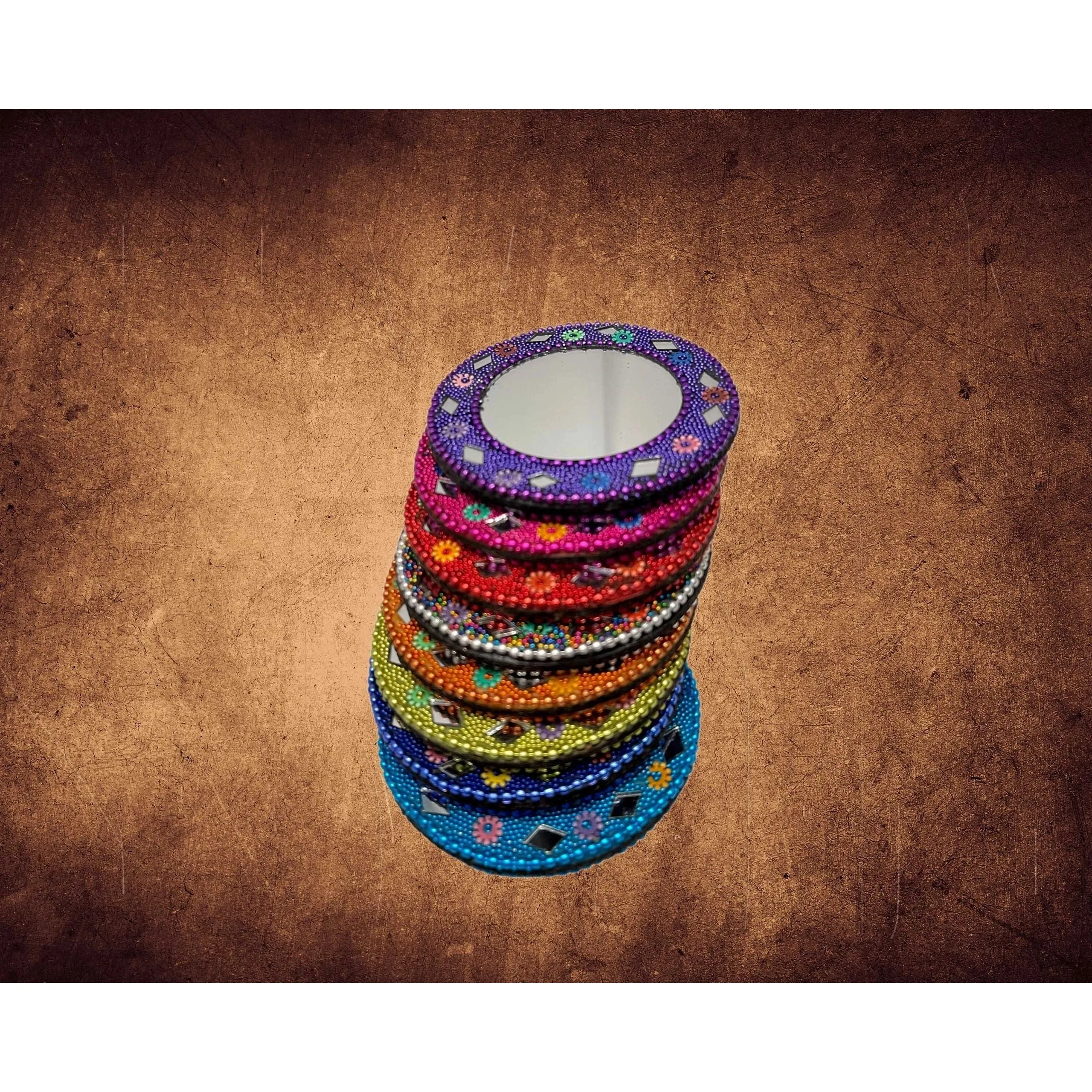 Handmade Jaipuri Handicraft Beaded Compact Mirror