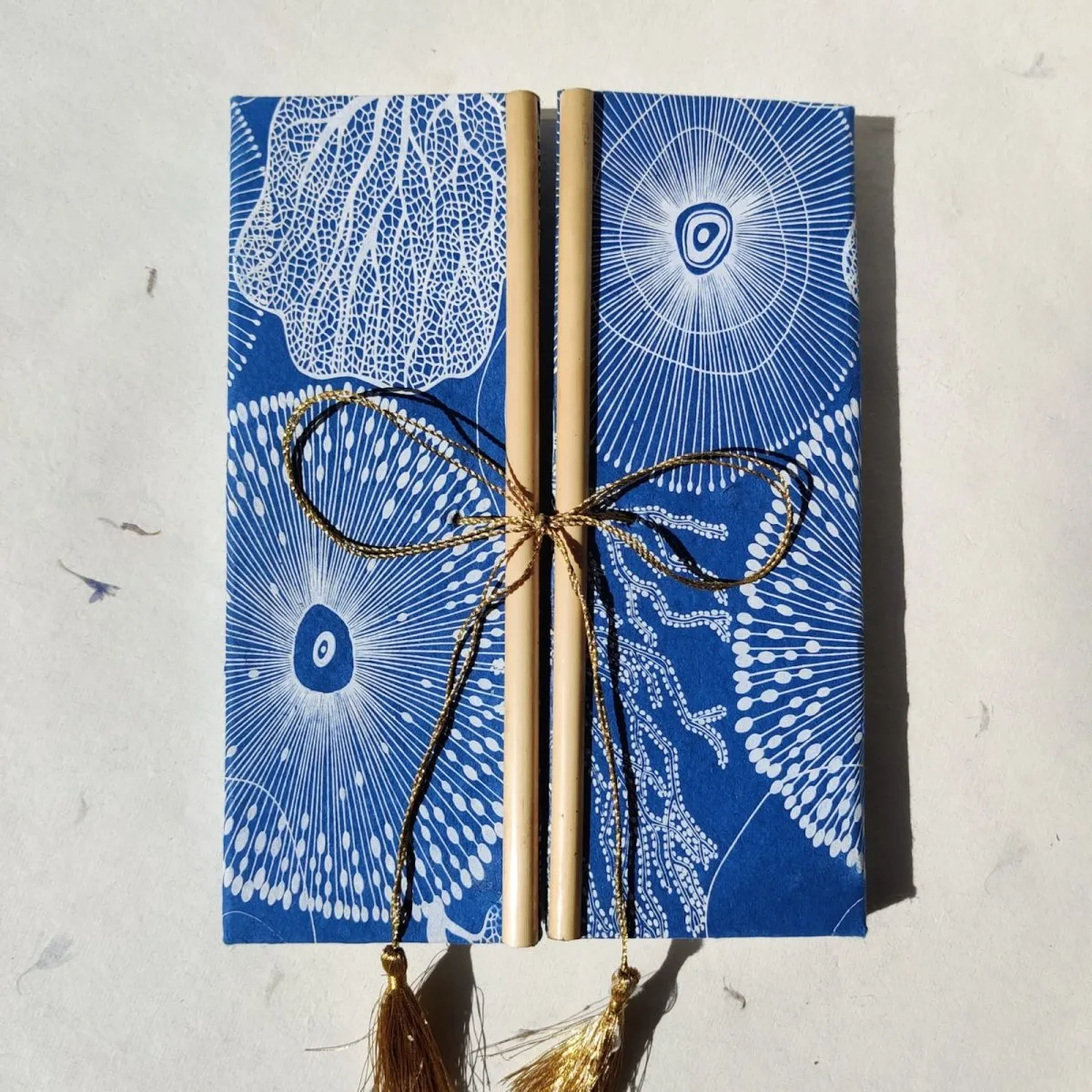 Handmade Paper Bamboo Hardcover Notebook | Coral Reef