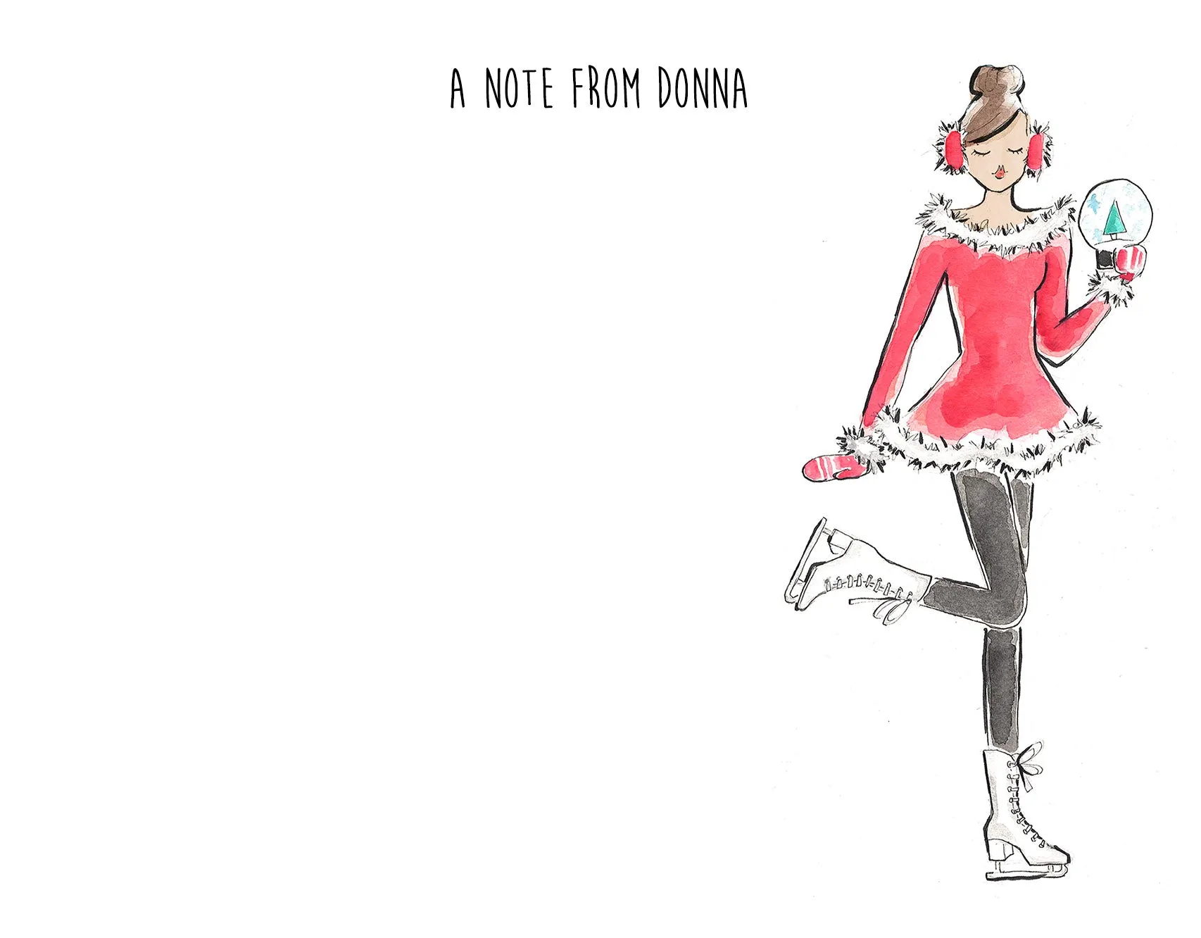 Holiday Ice Skating Girl Personalized Stationery