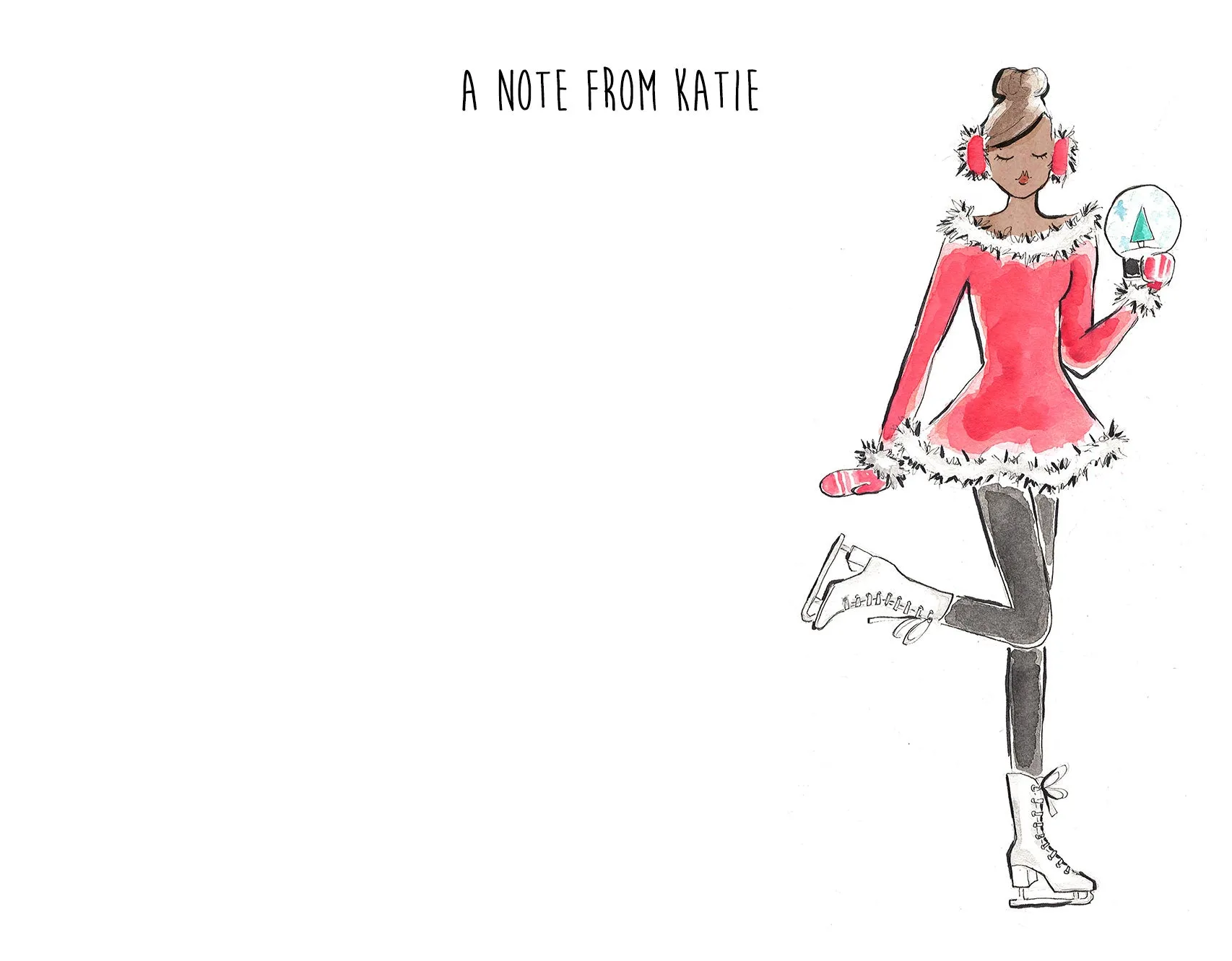 Holiday Ice Skating Girl Personalized Stationery