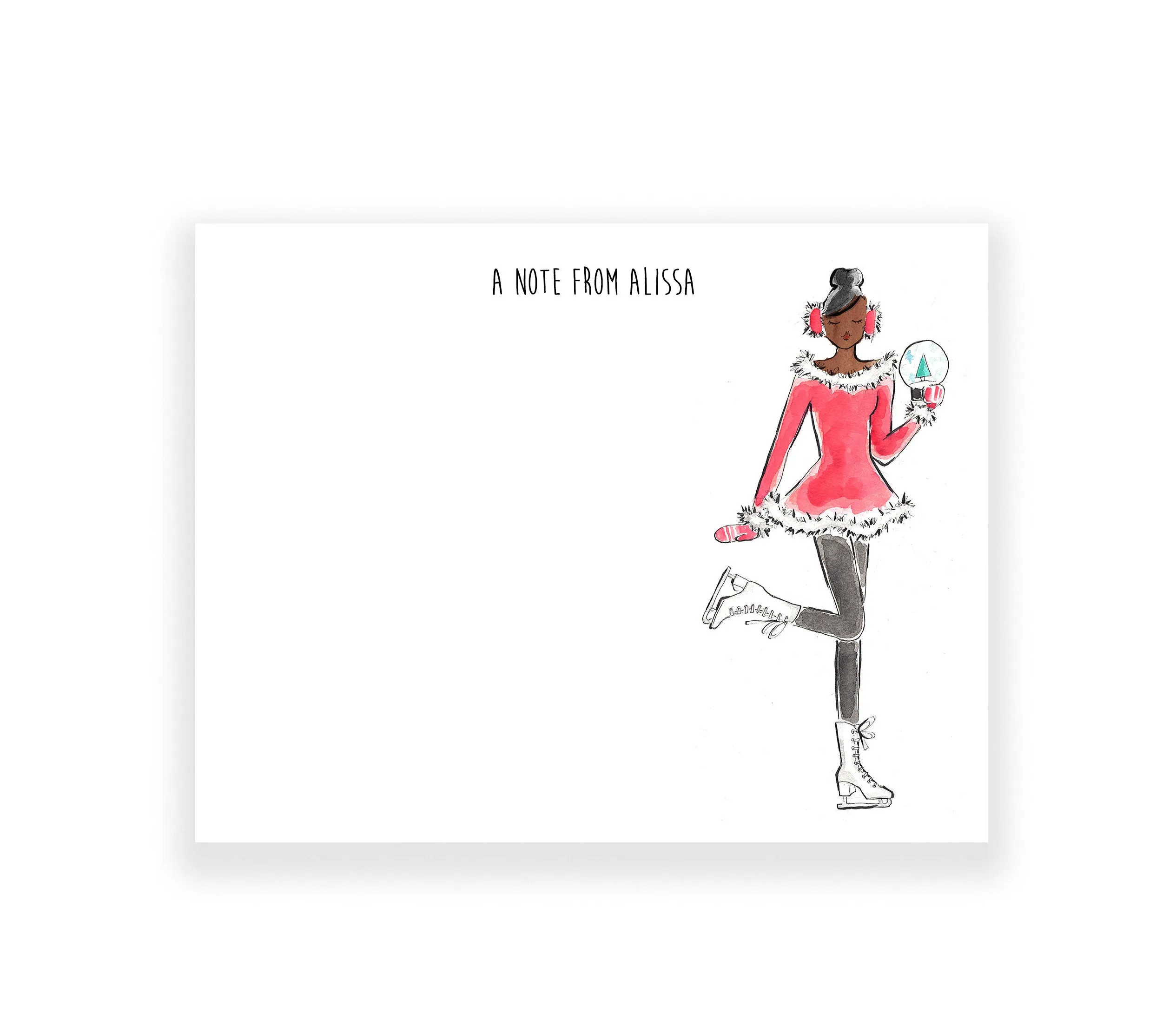 Holiday Ice Skating Girl Personalized Stationery