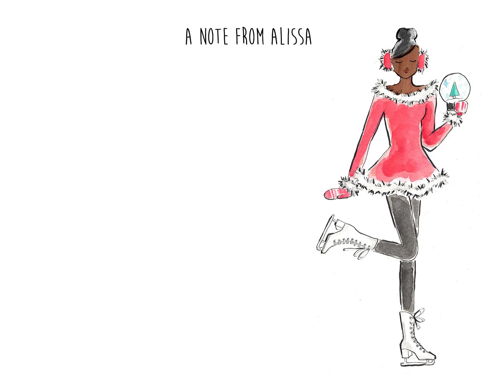 Holiday Ice Skating Girl Personalized Stationery