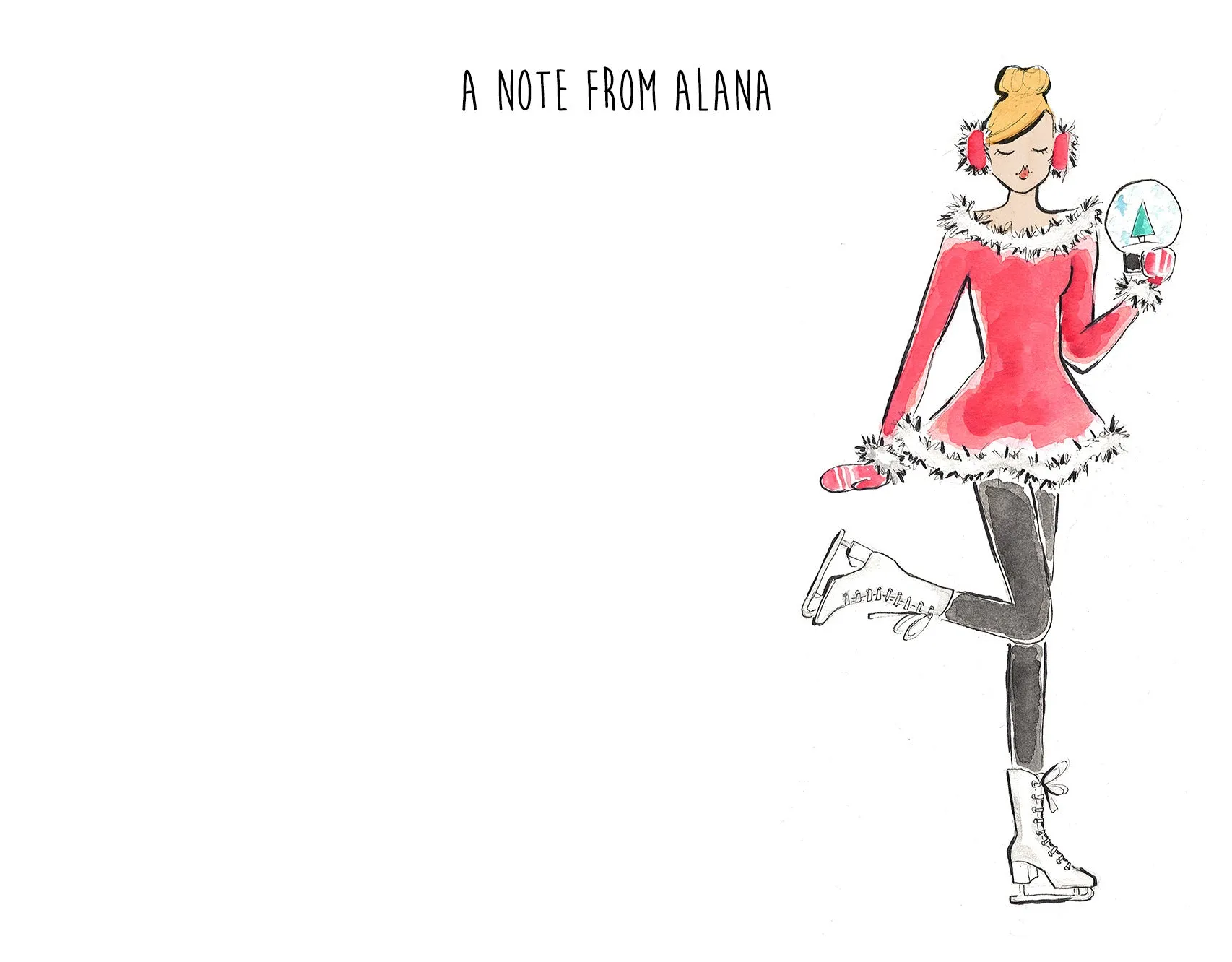 Holiday Ice Skating Girl Personalized Stationery