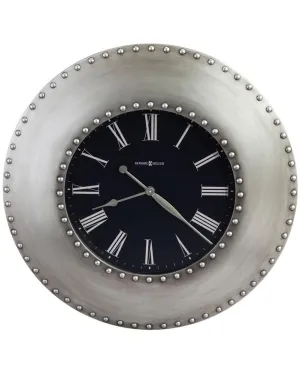 Howard Miller Bokaro Oversized Wall Clock - Nickel-Finished Frame - Black Dial