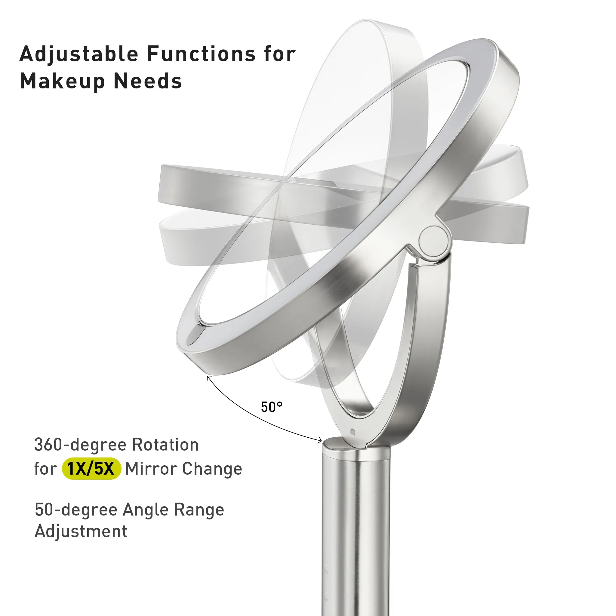 iMira Pro 8" 1X/5X Double Sided Sensor Mirror - Pearl White