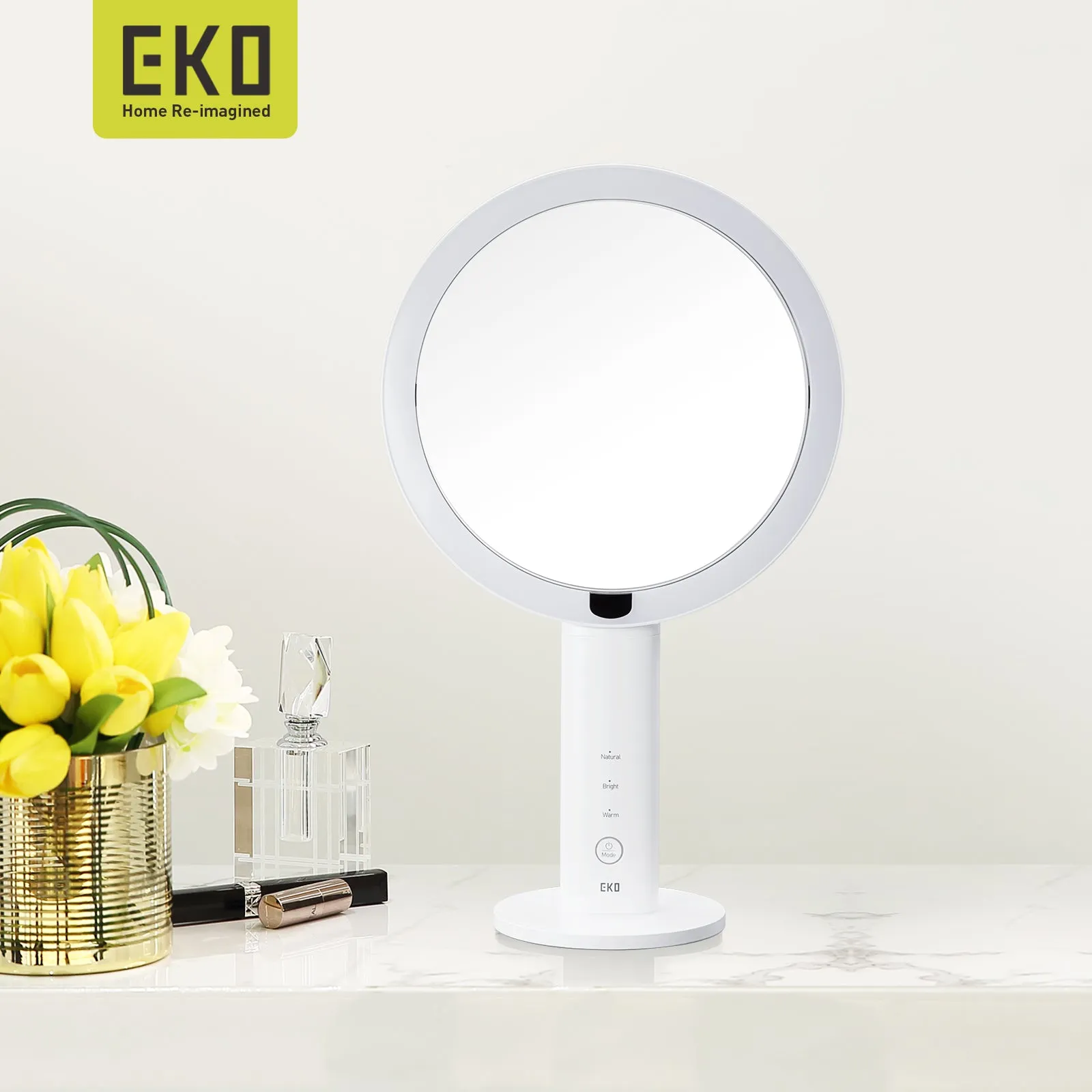 iMira Pro 8" 1X/5X Double Sided Sensor Mirror - Pearl White