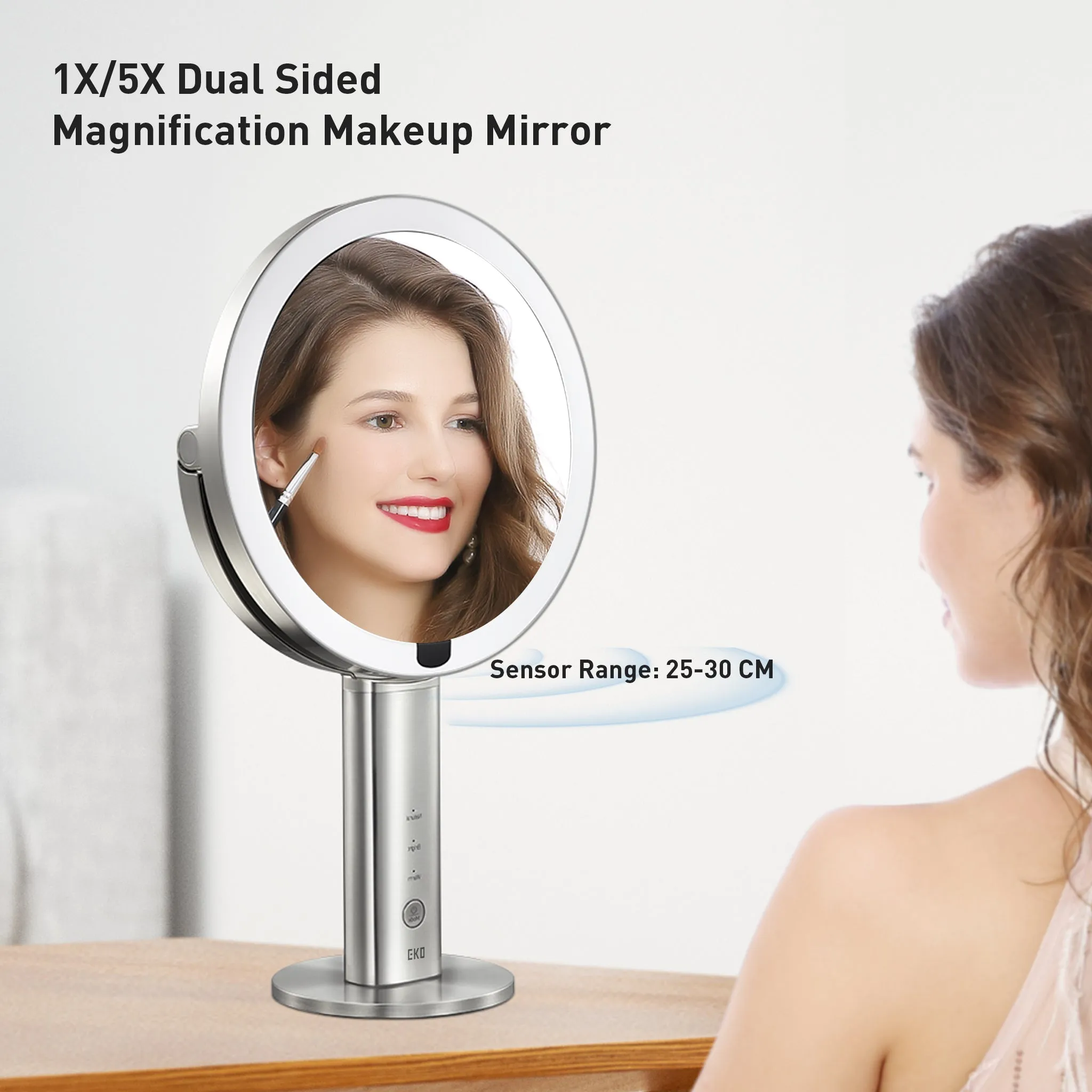 iMira Pro 8" 1X/5X Double Sided Sensor Mirror - Pearl White
