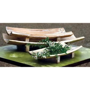 Kalalou - SET OF THREE RECTANGLE CURVED WOODEN BOWLS - CPP1006