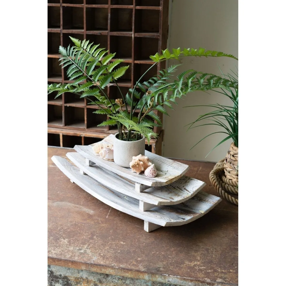 Kalalou - SET OF THREE RECTANGLE CURVED WOODEN BOWLS - CPP1006