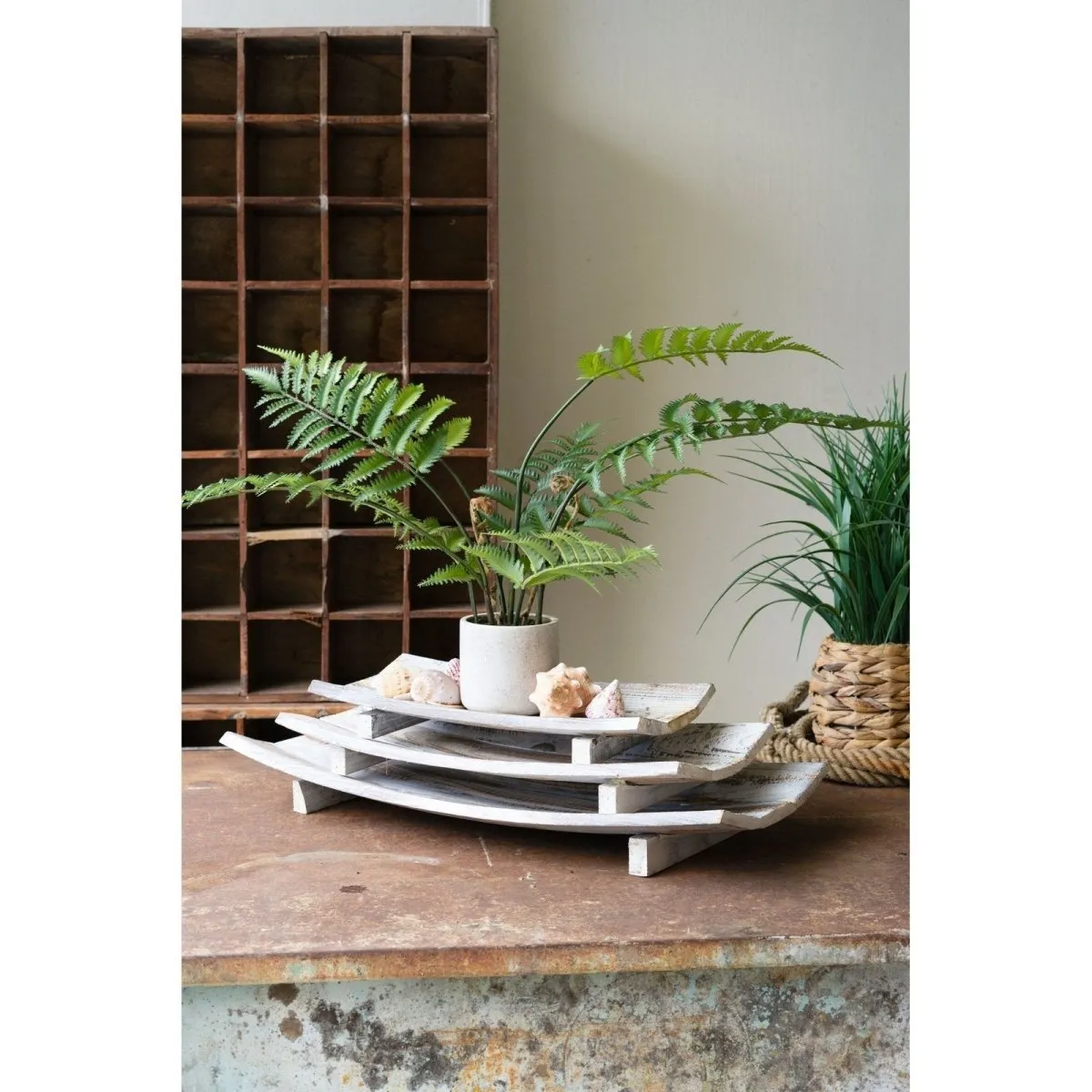 Kalalou - SET OF THREE RECTANGLE CURVED WOODEN BOWLS - CPP1006