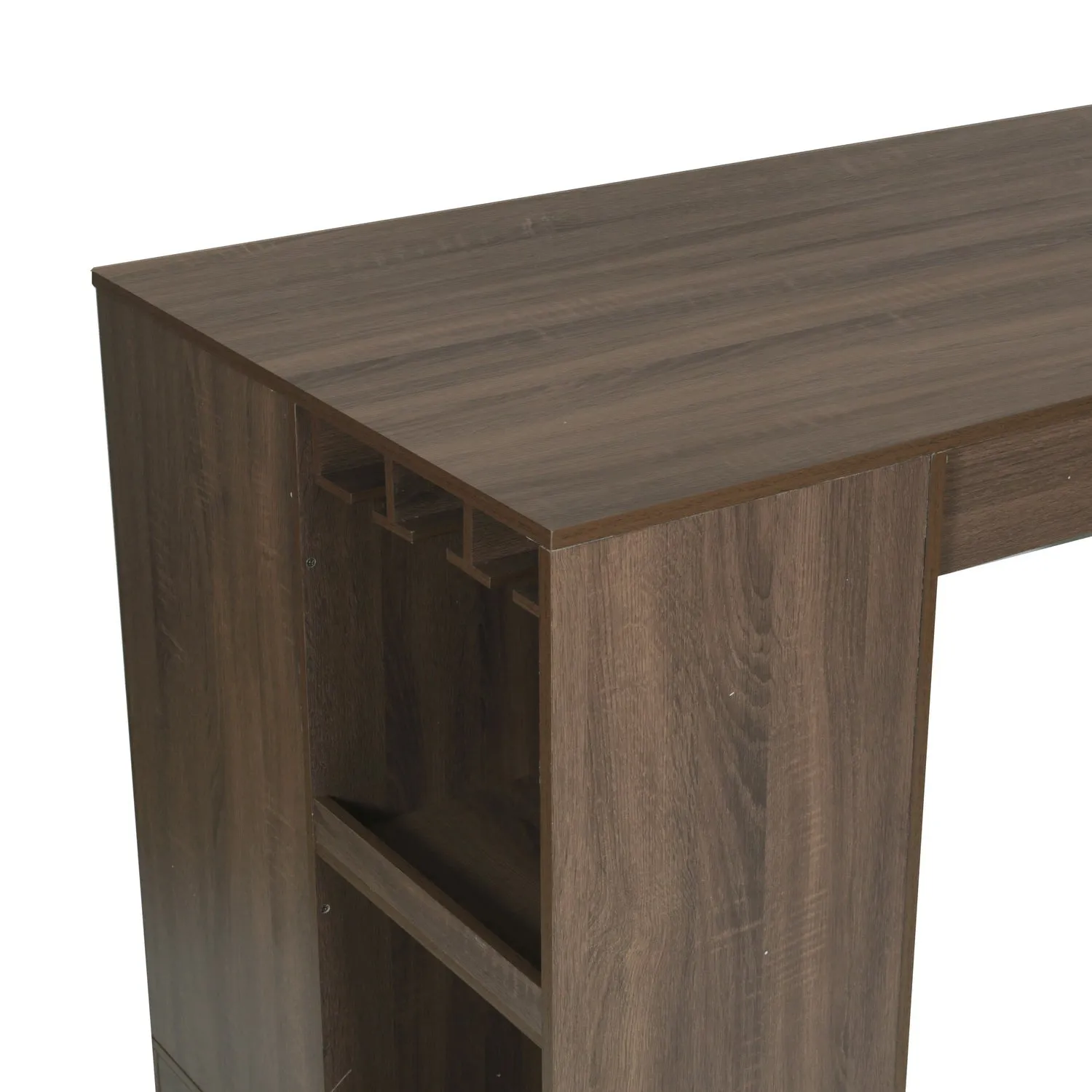 Kitchen Bar Table with Storage Shelves For Kitchen,Dining Room-HomyCasa