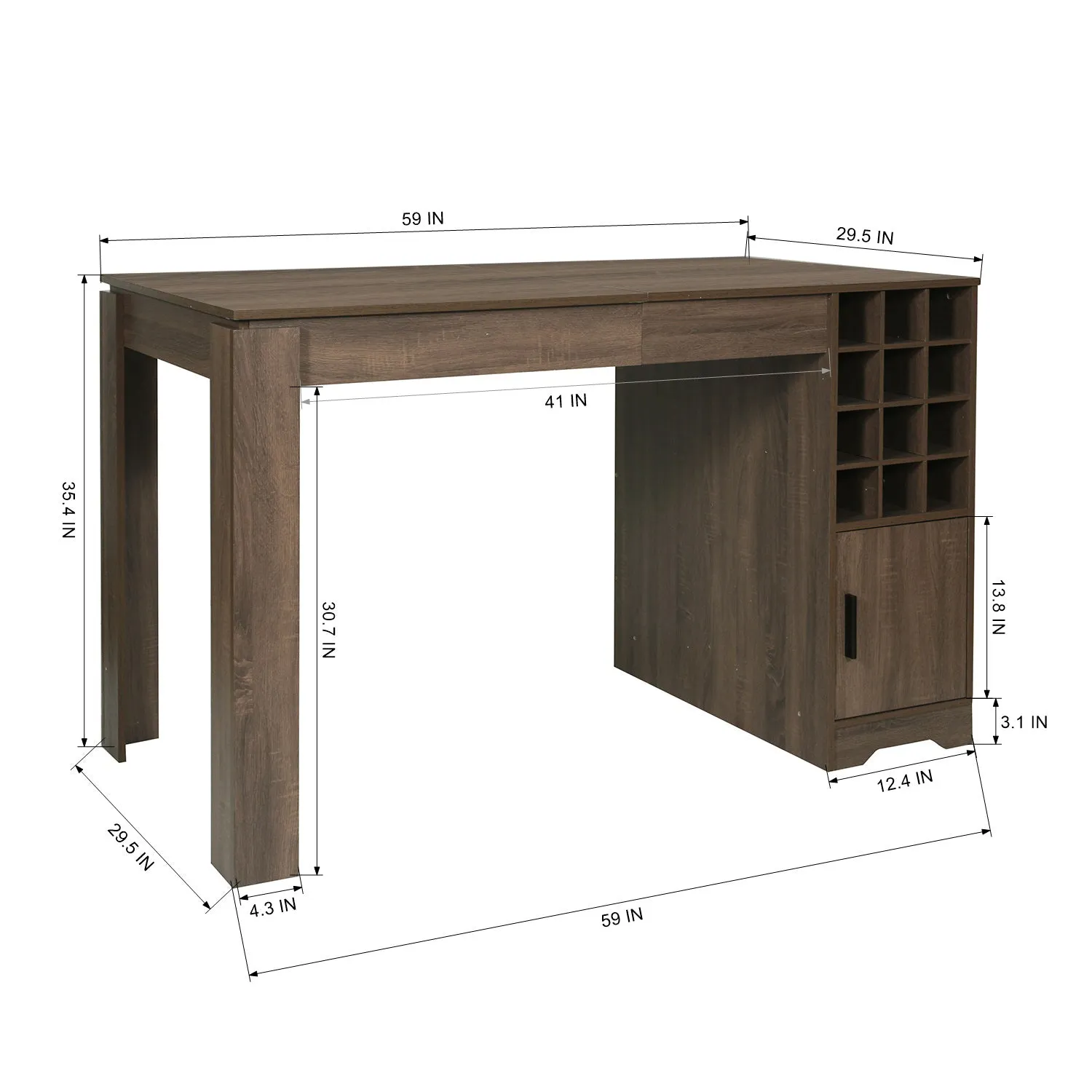 Kitchen Bar Table with Storage Shelves For Kitchen,Dining Room-HomyCasa