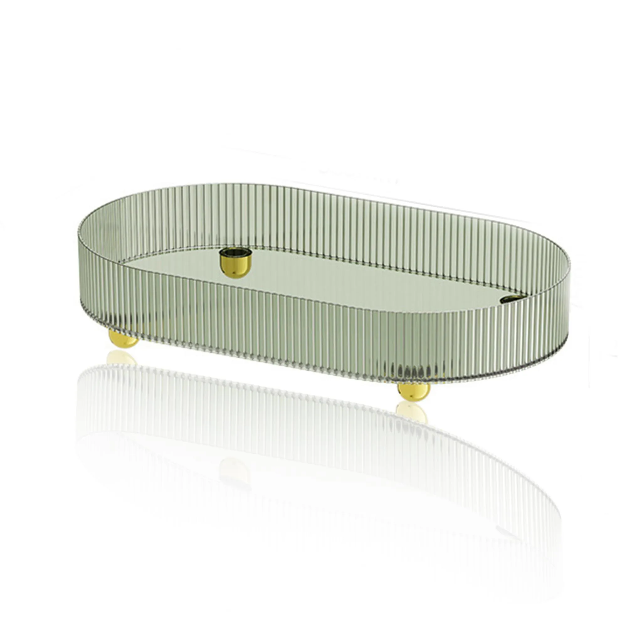 Kuber Industries Pack of 5 Multipurpose Decorative Tray | Makeup Organiser, Bathroom Vanity Tray, Dresser Tray, Kitchen Countertop Organiser Tray | Anti Slip and Decorative | YM.6403 | Dark Green