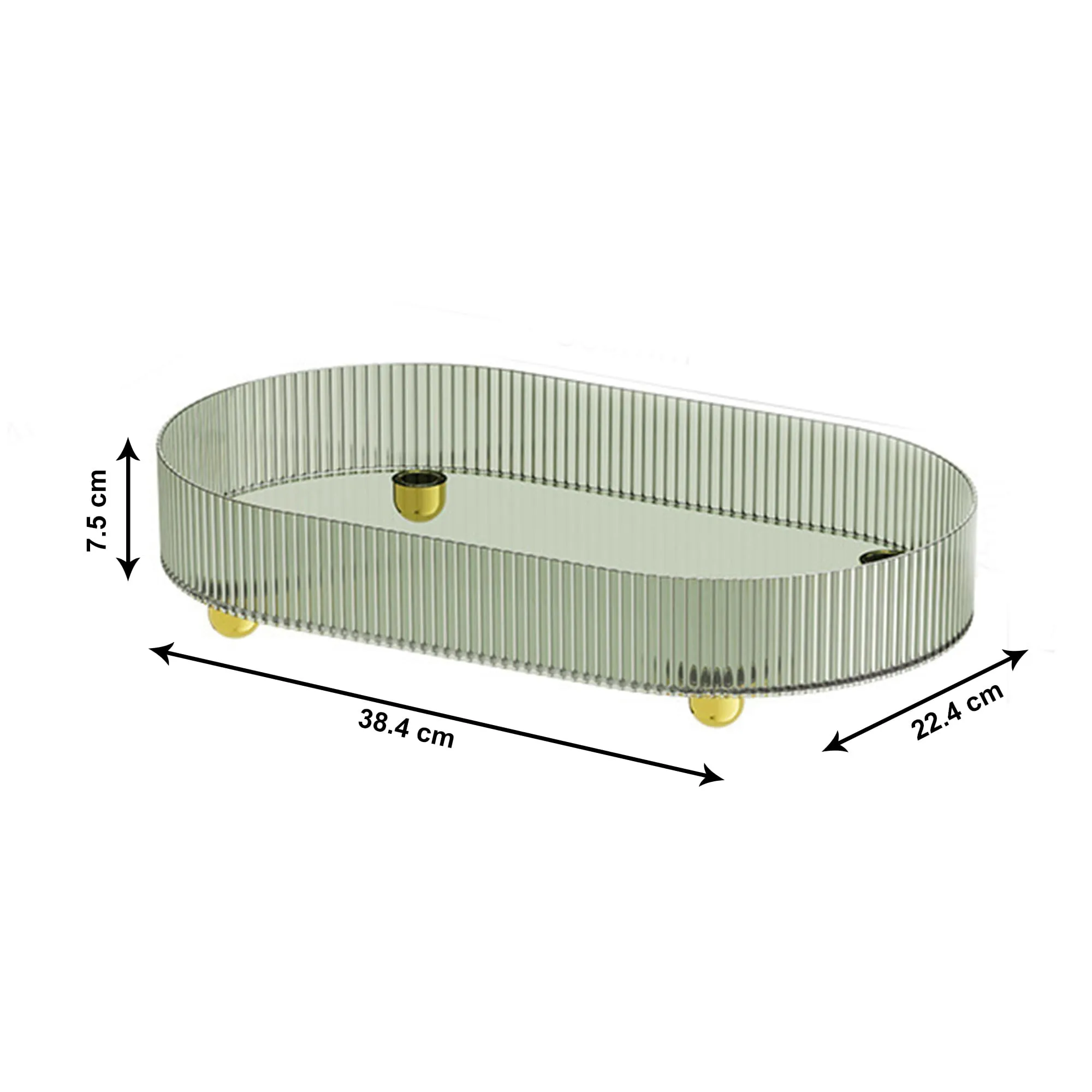 Kuber Industries Pack of 5 Multipurpose Decorative Tray | Makeup Organiser, Bathroom Vanity Tray, Dresser Tray, Kitchen Countertop Organiser Tray | Anti Slip and Decorative | YM.6403 | Dark Green