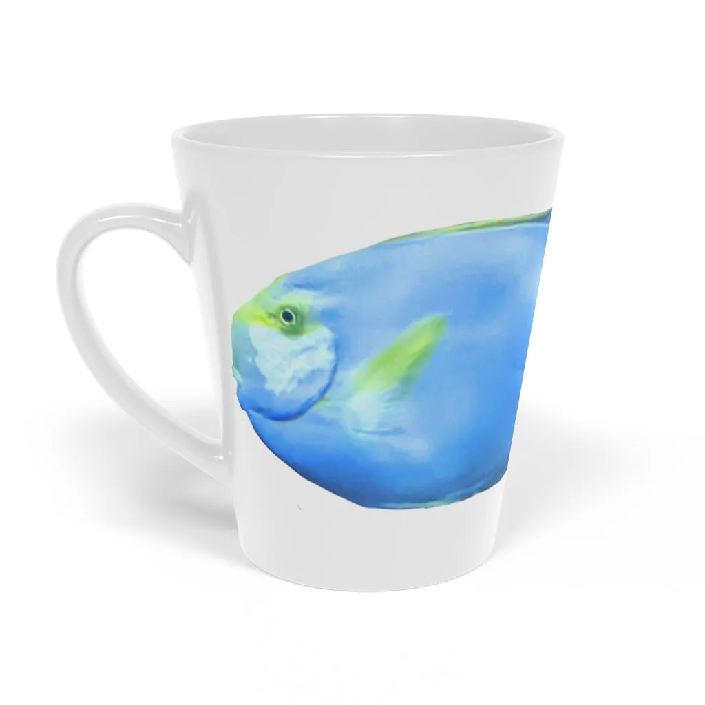 Light Blue and Yellow Fish Latte Mug, 12oz