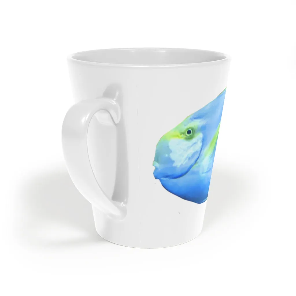 Light Blue and Yellow Fish Latte Mug, 12oz