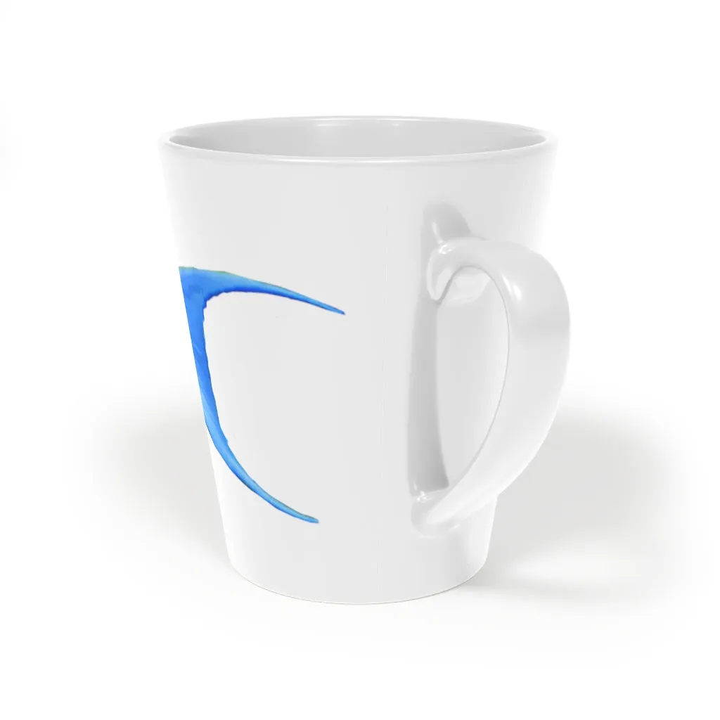 Light Blue and Yellow Fish Latte Mug, 12oz