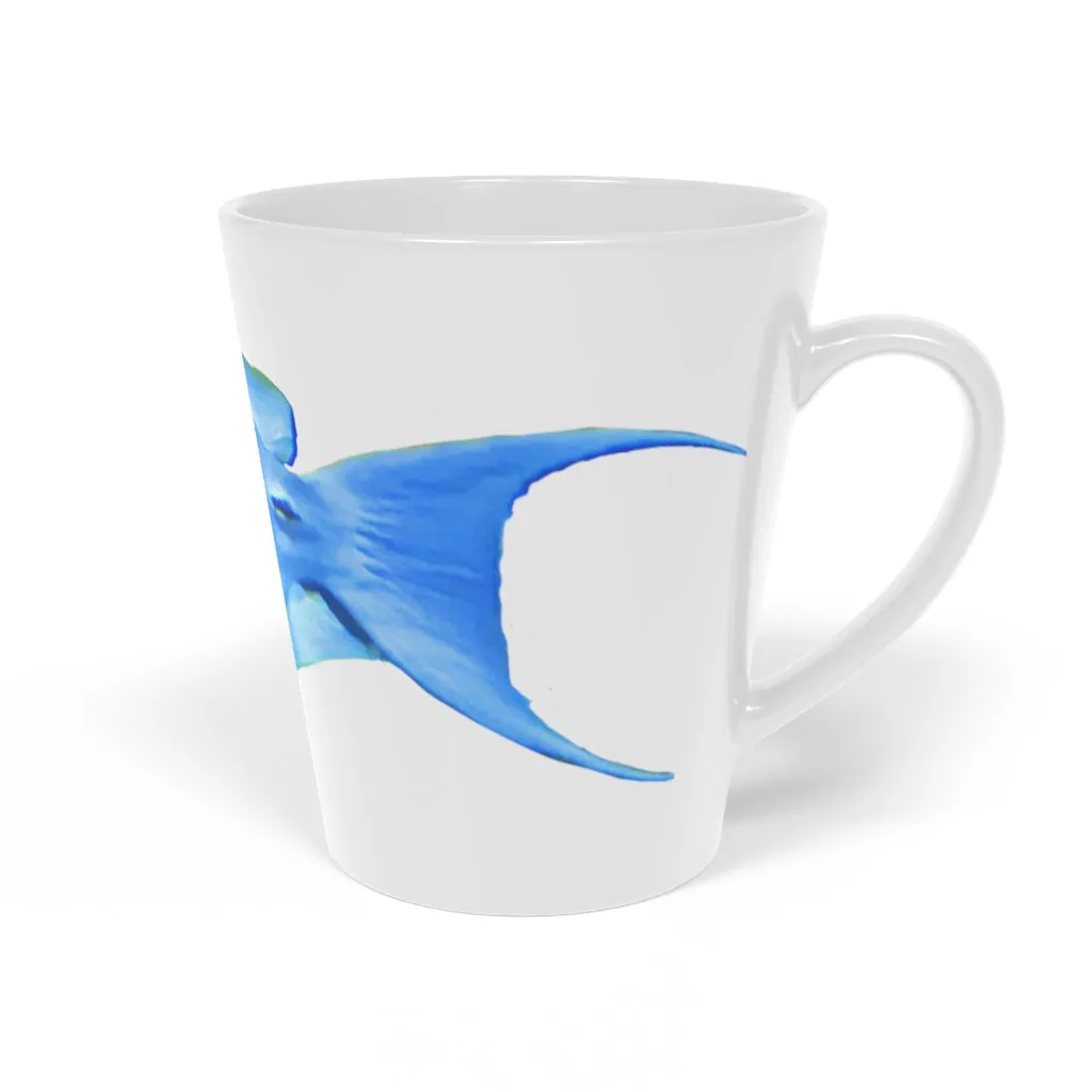 Light Blue and Yellow Fish Latte Mug, 12oz