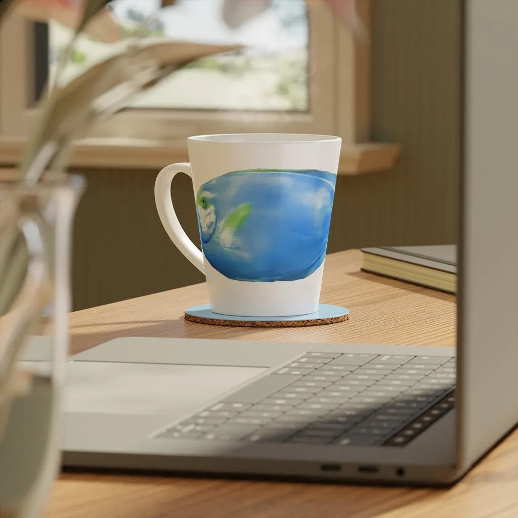 Light Blue and Yellow Fish Latte Mug, 12oz