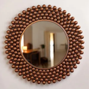 MADARKS Wall Mirror Decorative Mounted Hanging Iron Alloy Framed Round Mirror for Home Decor | Living Room | Bedroom Bathroom | Wash Basin | Drawing Room Decoration Mirror Diameter - 12x12 Inches