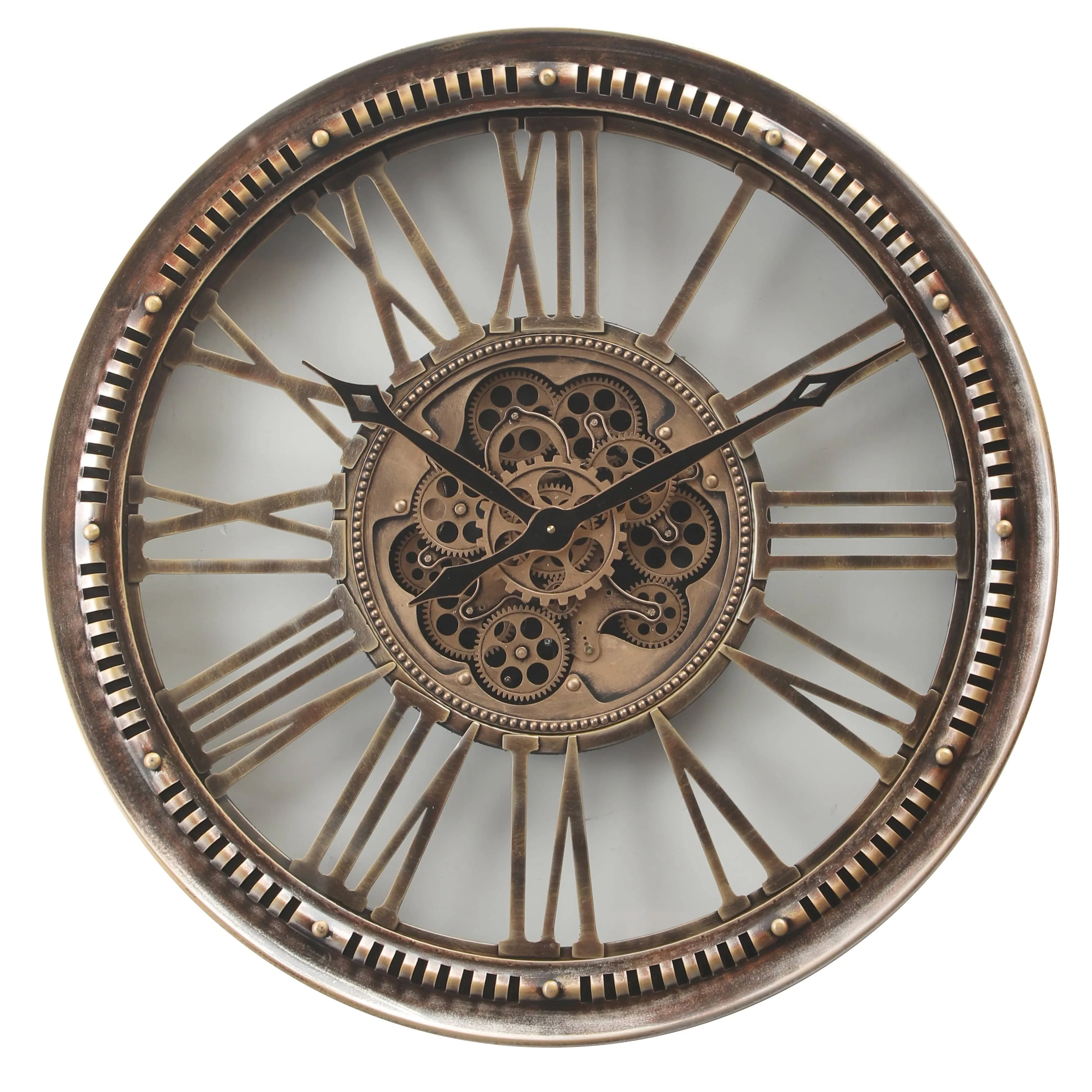 Majestic Round Industrial Moving Cogs Wall Clock