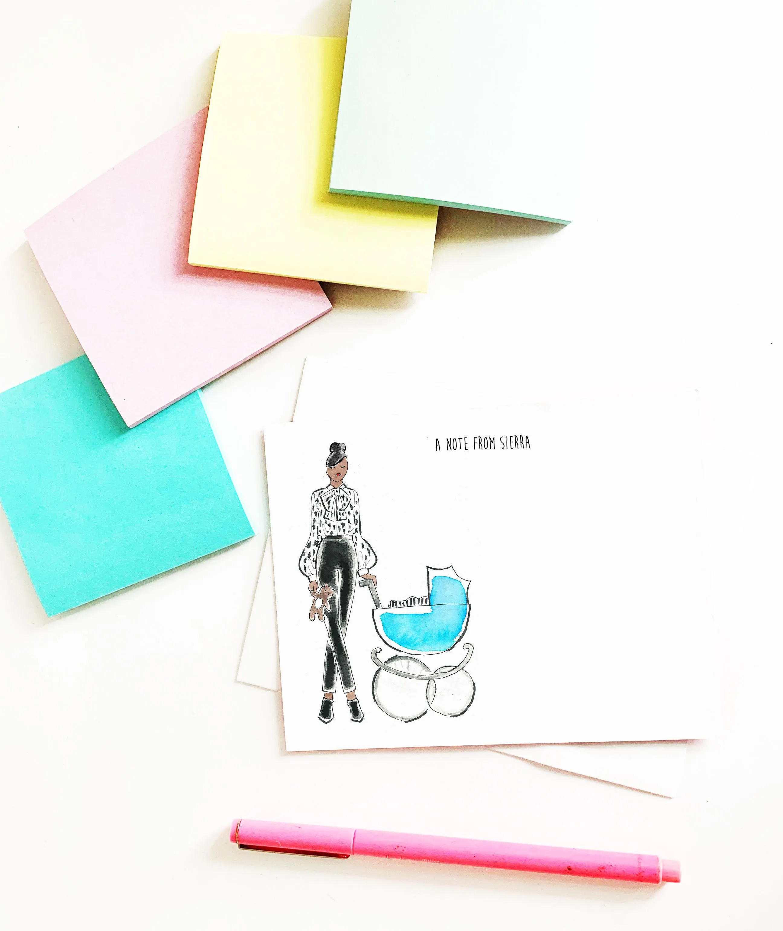 Mama   Baby Blue Personalized Stationery