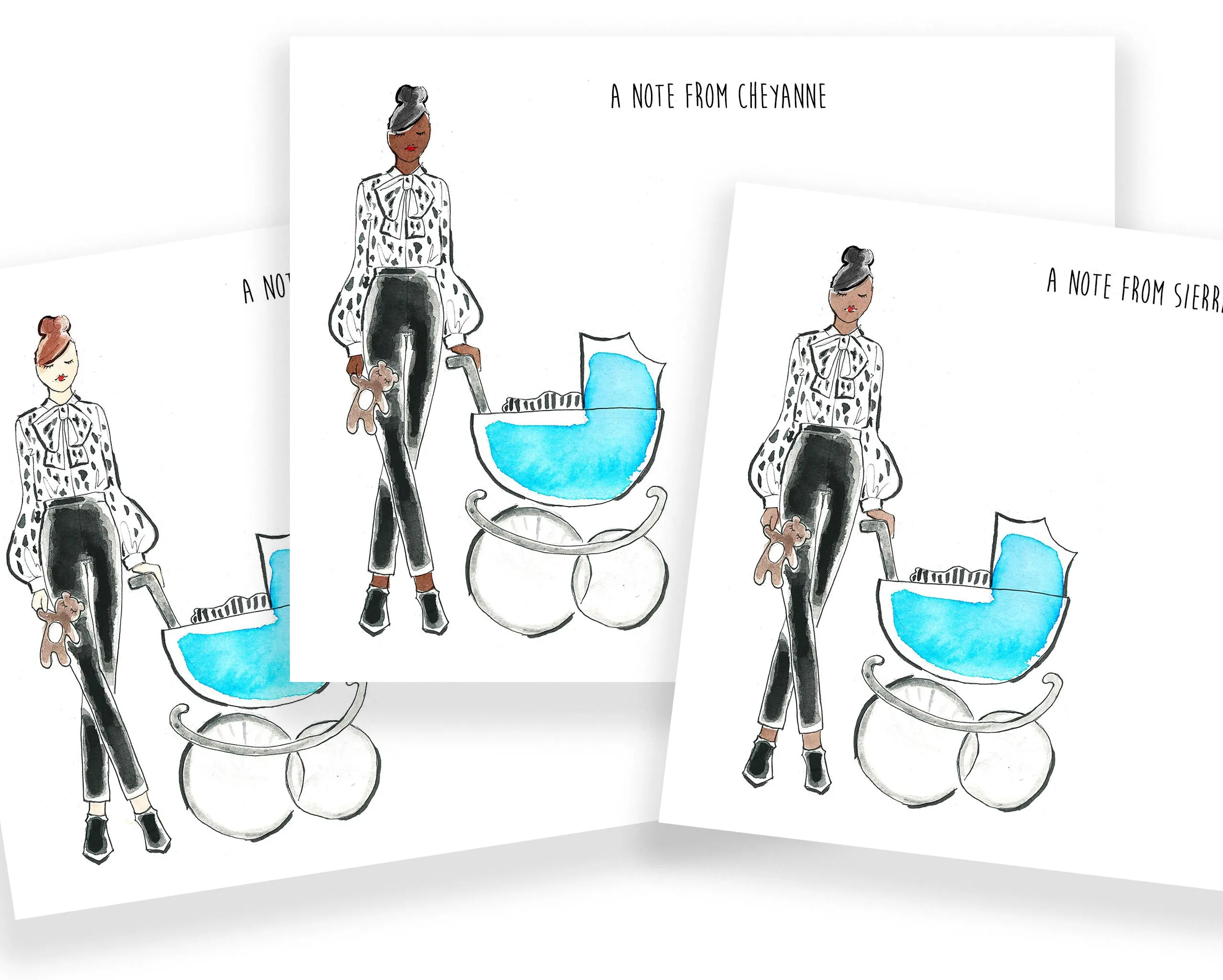 Mama   Baby Blue Personalized Stationery