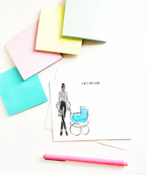 Mama   Baby Blue Personalized Stationery