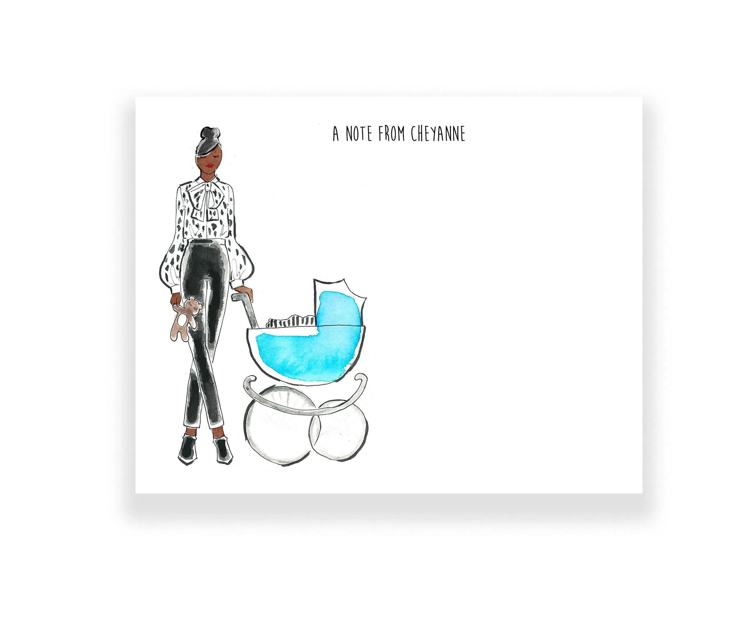 Mama   Baby Blue Personalized Stationery