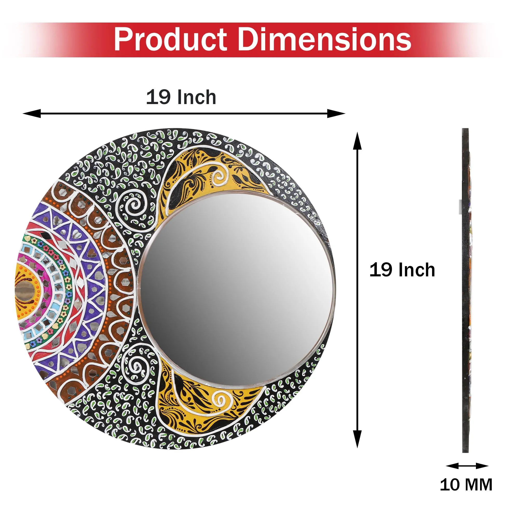 MANGO A-B-C FOLIAGE SERIES I – 2023-24 Mirror decorative mirror Unique, Handmade, Indian Traditonal Artwork, Home/office Decoration (Pack Of 3)