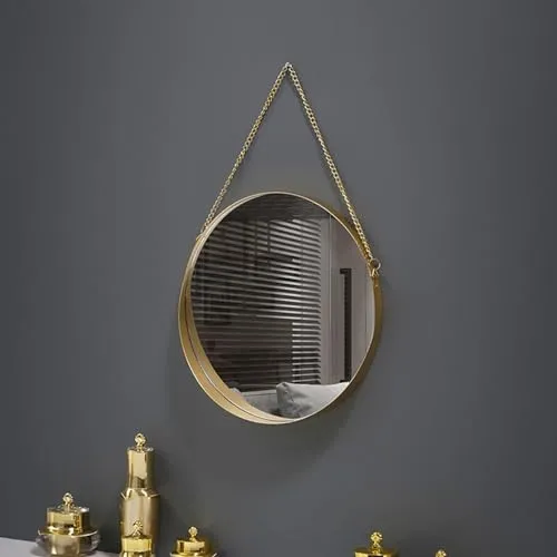 MERISHOPP Wall Hanging Mirror Metal Frame Mirrors for Apartment Dressing Room Entryway 28.5Cmx25Cm Hexagon