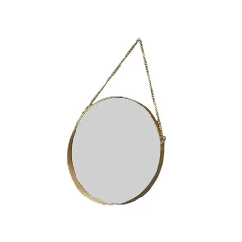 MERISHOPP Wall Hanging Mirror Metal Frame Mirrors for Apartment Dressing Room Entryway 28.5Cmx25Cm Hexagon