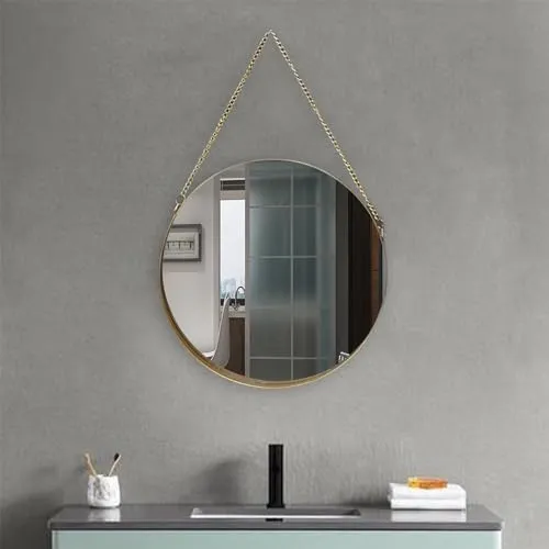 MERISHOPP Wall Hanging Mirror Metal Frame Mirrors for Apartment Dressing Room Entryway 28.5Cmx25Cm Hexagon