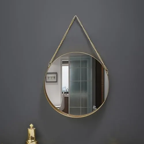MERISHOPP Wall Hanging Mirror Metal Frame Mirrors for Apartment Dressing Room Entryway 28.5Cmx25Cm Hexagon