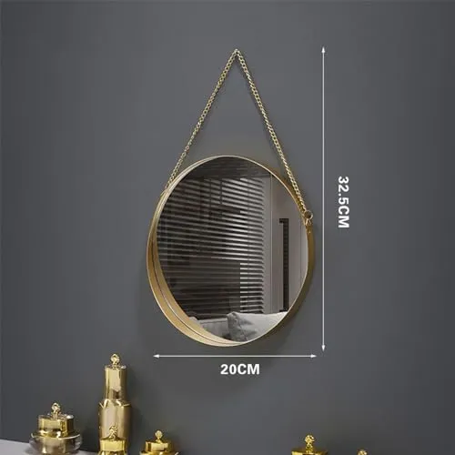 MERISHOPP Wall Hanging Mirror Metal Frame Mirrors for Apartment Dressing Room Entryway 28.5Cmx25Cm Hexagon
