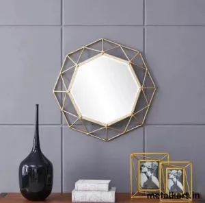 Metal Decorative Wall Mirrors for Living Room,Large Metal Wall Mirrors Ginkgo Leaf Wall Decor Mirror for Entrance Bedroom Living Room Size (Inches) : 24” x 24”